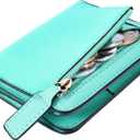 Toughergun Womens Small Slim Leather Wallet with RFID Protection, Compact Bifold Mini Purse with Clear ID Window (Light Blue)