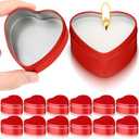Vesici 24 Pcs 6.5 oz Heart Shaped Candle Tins with Lids Red Empty Candle Jars Containers Cans Heart Box for Making Candles Mother’s Day Gift Supplies