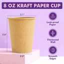 8 oz 500 pack Coffee Cups, Disposable Paper Cups, Sturdy Kraft Leak-Proof Drinking Cups for Hot and Cold Drinks, Office, Party, Home and Travel