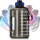 WEMEET 128oz Water Bottle with Time Marker, BPA Free, 1 Gallon Motivational Sports Water Bottle with Straw, for Sports, Outdoor Activities, Fitness Enthusiasts (Black)