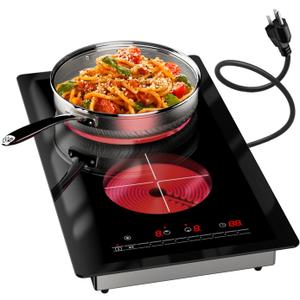 Electric Cooktop 2 Burner 110V, Portable Double Burner Hot Plate, Countertop Electric Stove Top with Adjustable Heat for Kitchen, Dorm, RV Use