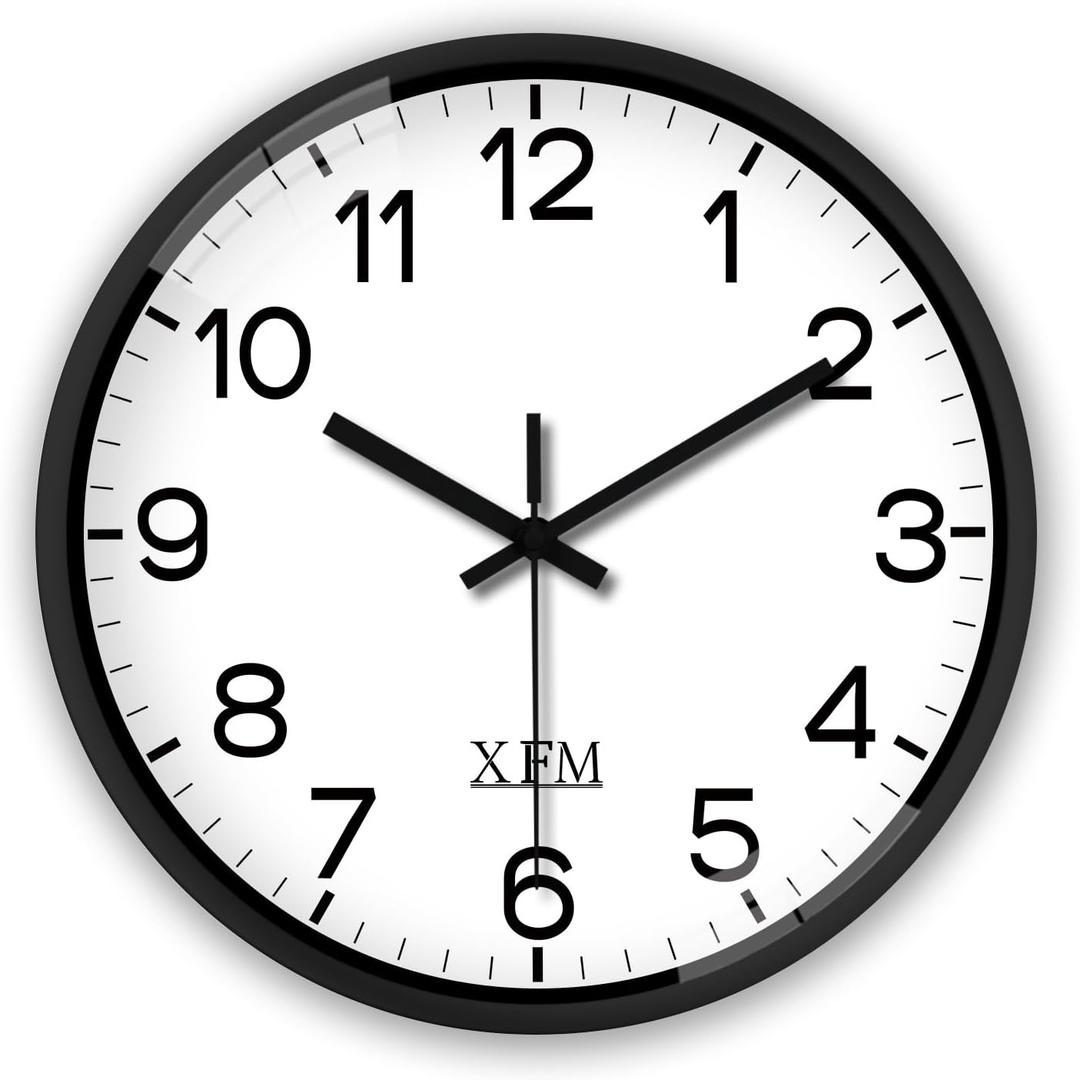 XFM Wall Clock Silent Wall Clocks Battery Operated 8 Inch Small Classic Analog Clock Modern Simple Decorative for Kitchen Office Bedroom Decor (Black 1)