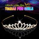 Kilshye Girls Princess Tiara Gold Rhinestone Tiaras Crystal Hair Accessories for Birthday (Gold)