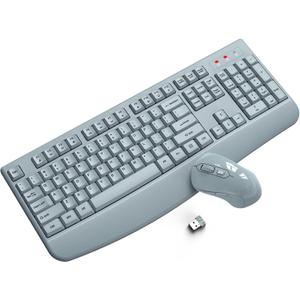 Wireless Keyboard and Mouse Combo, ULSOU 2.4G Full-Sized Ergonomic Computer Keyboard with Wrist Rest and 3 Level DPI Adjustable Wireless Mouse for Windows, Mac OS Desktop/Laptop/PC(Grey)