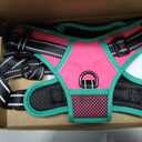 PHOEPET 2019 Upgraded No Pull Dog Harness, Reflective Adjustable Vest, with a Training Handle + 2 Metal Leash Hooks+ 3 Snap Buckles +4 Slide Buckles(L, Pink)