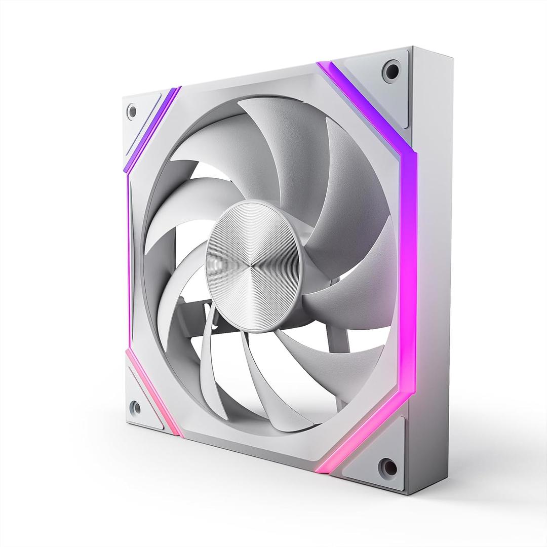Asiahorse Nyota A14 140mm PC Case Fan  High-Efficiency Cooling, Customizable ARGB Lighting, Adjustable 800-1800 RPM PWM Control, Ultra-Quiet <29 dB Fluid Dynamic Bearings, Stylish Aesthetic RGB Fans (White-Forward Blade)
