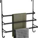 CANYAVE Over The Door Towel Rack, Over Door Towel Rack for Bathroom Door, Triple Towel Storage Holder with Hooks (Matte Black, 20.15" L)