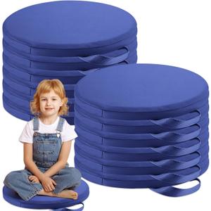 Suzile 12 Pcs 12'' Floor Cushions for Classroom Flexible Floor Seating with Handles Classroom Carpet Cushions for Kids Toddlers Daycare Preschool Furniture (Dark Blue,Round)