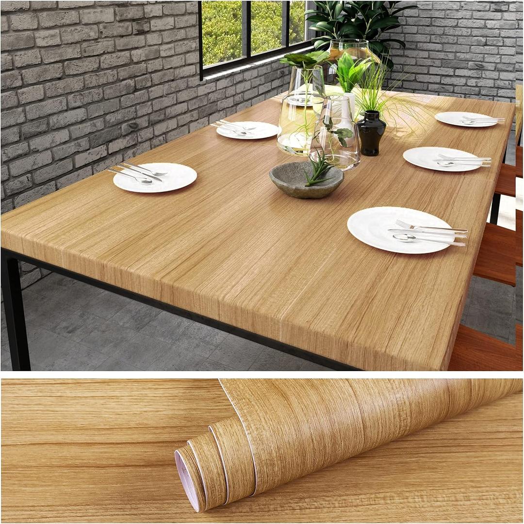 VEELIKE Natural Wood Contact Paper for Countertops Peel and Stick Countertop Contact Paper Waterproof Wood Wallpaper for Cabinets Table 24''x118'' Self Adhesive Counter Top Vinyl Wrap for Kitchen