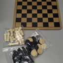 Regal Games - Reversible Wooden Board for Chess, Checkers & Tic-Tac-Toe - 24 Interlocking Wooden Checkers and 32 Standard Chess Pieces - for Age 8 to Adult for Family Fun (10.5 Inch - Reversible)