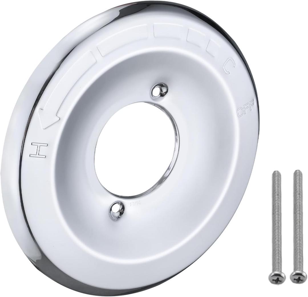 Replacement Escutcheon Plate for Delta 1300/1400 Series, for One-Handle Tub and Shower Faucets, Single Metal Round Shower Escutcheon Kit, Chrome