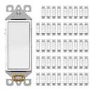 AIDA Single Pole Rocker Decorator Light Switch, 15 Amp Self-grounding Electrical Light Switches, Wall Plate Included, Residential Grade, UL Listed (50 Pack, Matte White)