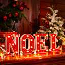 Roowest 4 Pack Christmas Light up Noel Sign LED Noel Letter Glitter Battery Powered Marquee Letters for Christmas Night Home Bar Birthday Party Bedroom Tabletop Decoration(Red)