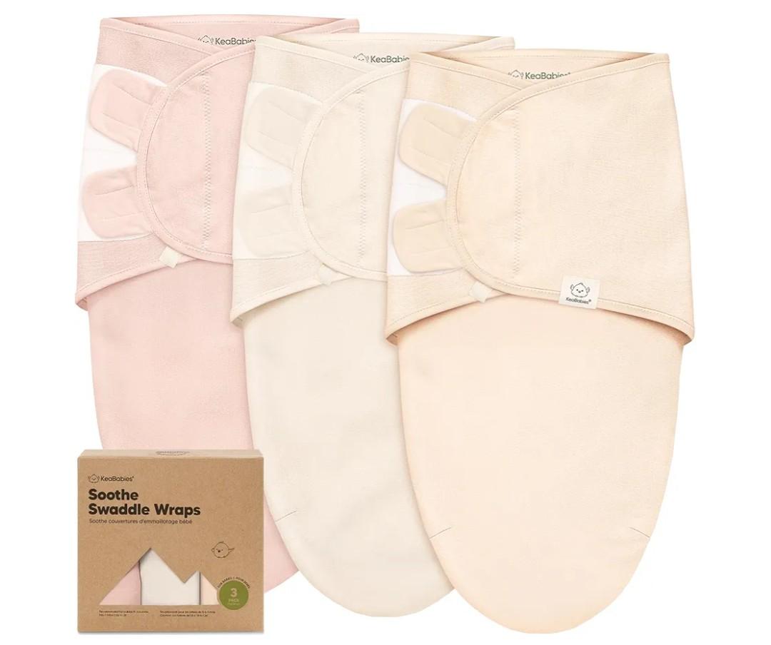 3-Pack Organic Baby Swaddle Sleep Sacks - Swaddles for Newborns, Infant 0-3 Months, Baby Girls, Boys, Soft & Snug Newborn Sleep Sack, Nursery Swaddling Blankets (Angelic, OS), X-Sma