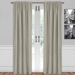 SUN+BLK Bradley Total Blackout Curtain Textured Thermal Insulated 1 Panel with Rod Pocket, Khaki, 52x84, Wide Width
