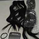 REECHO 20" Straight Long 4 PCS Set Thick Clip in on Hair Extensions Natural Black