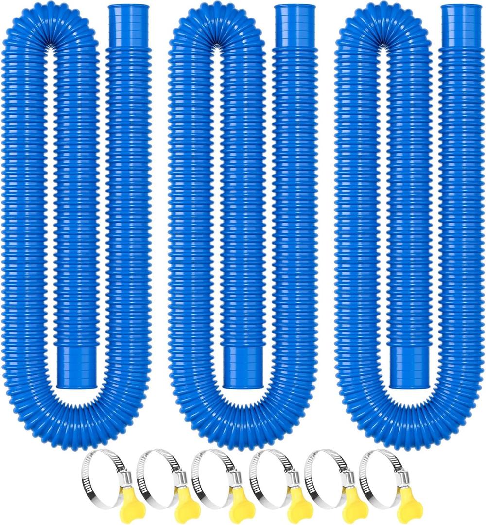Pool Hose for Above Ground Pools, 3 PACK 1.25" Pool Filter Hoses Accessory Pool Pump Replacement 41 Inch Long with Clamps