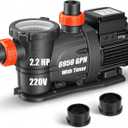 LEO In/Above Ground Pool Pump High Flow Powerful Self Priming Pool Pump,Dark Black