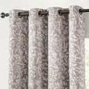 jinchan Blackout Curtains for Bedroom, Taupe Grey Scroll Floral Patterned Curtains 90 Inch Length for Living Room, Vintage Art Deco Drapes, Thermal Insulated Window Curtains Grommet 2 Panels