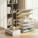 OPNICE Desk Organizer, 6-Tier Letter Tray Paper Organizer, Desktop File Organizer, Office Desk Accessories & Office Decor for Women, Workspace Organizer for Office Supplies(Gold)