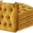 Nuanchu Memory Foam Chair Cushions Set of 4, Thick Indoor Seat Cushions for Dining Chairs Tufted Seat Pads for Kitchen, Dining Room, Office,(Turmeric Yellow,15.5"x15.5"x4")