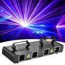 DJ Lights, BSYUN 2021 Version 4 Lens RGBY Sound Activated DJ Led Projector Party Lights Compatible with DMX512 Controller for Birthday Disco Dance Events Show (Black)