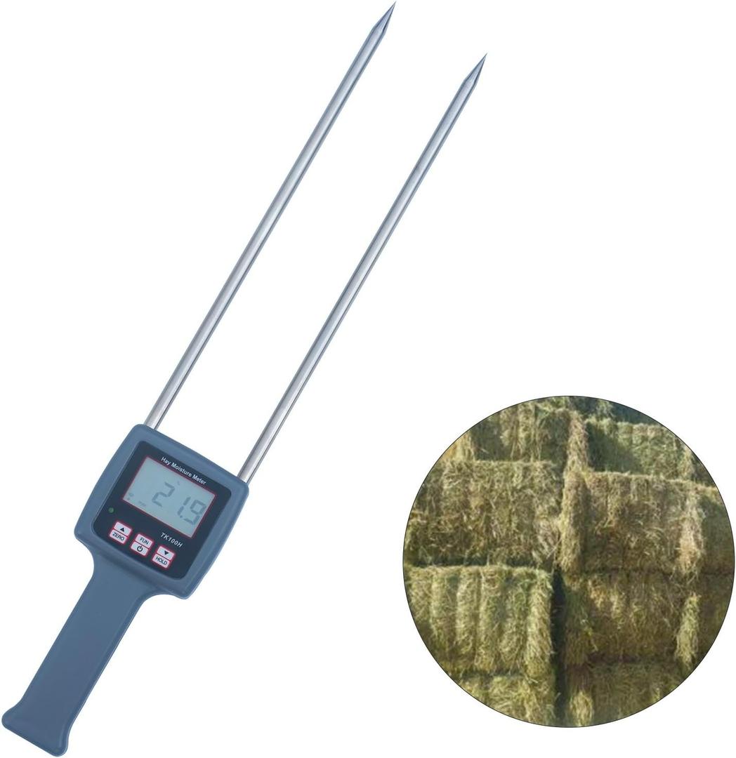 Pokiphip TK100H Portable Hay Moisture Meter - Precise Hay Moisture Tester with Probe for Monitoring and Ensuring Optimal Hay Quality, Preventing Mold and Spoilage