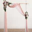 Ling's moment Pink Mauve Artificial Wedding Arch Flowers Kit Pack of 4, 2pcs Hanging Flower Arrangement 2pcs Chiffon Drapes Spring Ceremony Reception Fake Rose Arbor Backdrop Floral Outdoor Decor