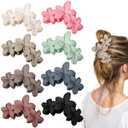 WHAVEL 8PCS Flower Claw Clips Plumeria Flower Hair Clip for Women Hawaiian Accessories for Thick Hair Beach Spring Summer, Strong Hold (Netural, Matte)