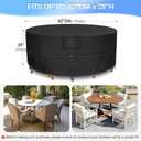 Outdoor Furniture Cover, Heavy Duty Round Outdoor Table Cover, Patio Furniture Covers Waterproof, 62"Dia x 28"H, Black
