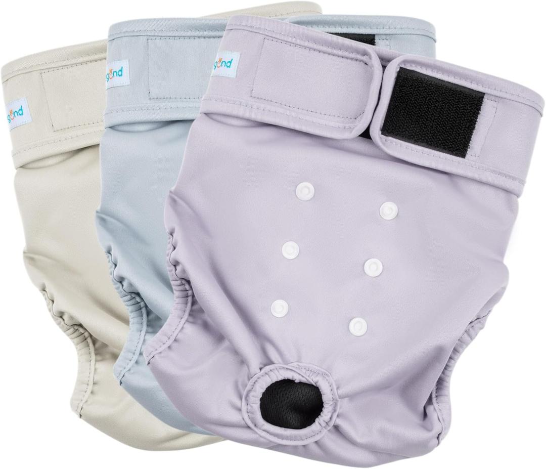 Paw Legend Washable Reusable Female Dog Period Diapers for Heat Doggie Puppy Diapers for Female Dogs (3 Pack, Large) (Large (17.5''-27'' Waist), Morandi Color)