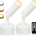 Dimmable LED Spot Lights Indoor, Remote Controlled with Timer, 3W Plug-in Up Lights, 3000K/4000K/5000K Uplighting Indoor Spotlight for Accent Lighting Plants or Artwork, 2 Pack (White)