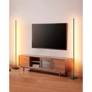 DEWENWILS Floor Lamp, Set of 2 LED Corner Light Works with Foot Switch, 1100 Lumen Dimmable Floor Lamp with 3000K Warm White, 57.5" Tall Standing Lamp for Living Room, Bedroom, Office (Black)