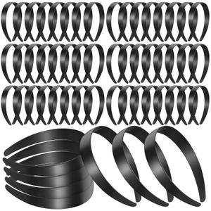 Hotop 100 Pcs Plastic Headbands Bulk 1 Inch Wide Craft No Teeth Plain Headbands DIY Hair Band Accessories for Girls Women (Black,1 Inch Wide)