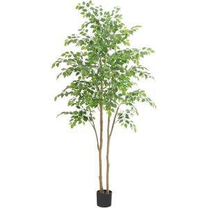 Tall UV Resistant Ficus Tree Artificial7ft(84in) Realistic Texture Potted Faux Ficus Tree Fake Trees Indoor Outdoor for Home Office Living Room Bedroom Foyer Porch Decor.