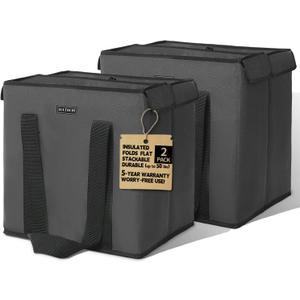 HATHOR Hot Cold Insulated Grocery Bags Reusable Stackable Collapsible Foldable Cooler Boxie Bag Shoping Totes for Groceries in Car, Frozen Food & Travel