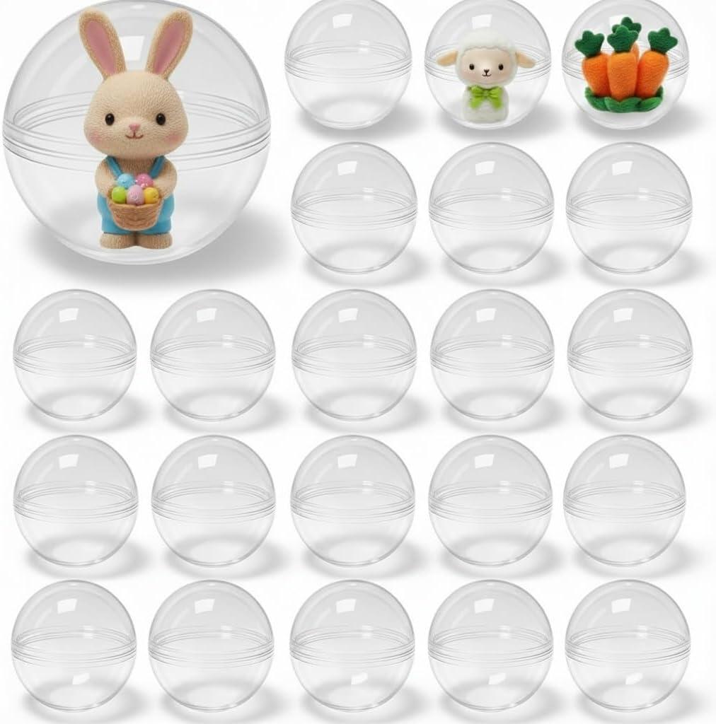 100pcs Claw Machine Balls: 1.26in Clear Vending Machine Capsules Gumball Easter Basket Stuffers for Party Favors DIY