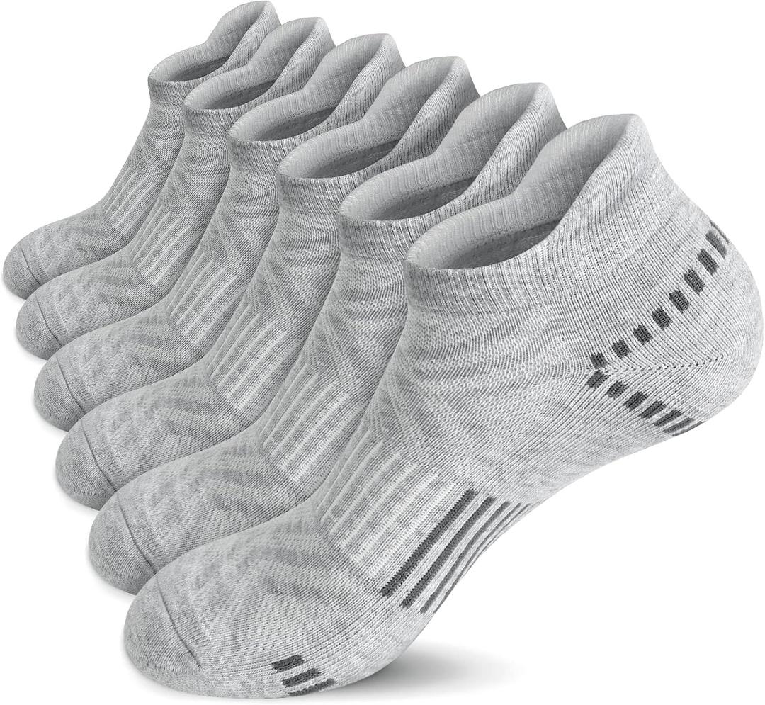 Airacker Ankle Athletic Running Socks Cushioned Breathable Low Cut Sports Tab Socks for Men and Women (6 Pairs) | 9-12