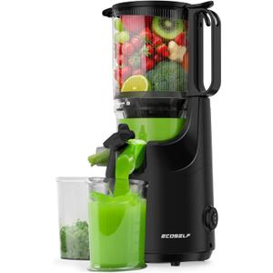 Cold Press Juicer Easy to Clean, Juicer Machines with 5.5" Mega Mouth & Large Feed Chute for Whole Fruits & Vegetables, Professional Juice Extractor Machine for Batch Juicing, High Juice Yield (Ink Black)