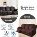 Genina Recliner Sofa Covers - Stretch Reclining Couch Covers with Stripe Jacquard - 3 Seat Cushion Slipcovers with Soft Fabric - Furniture Protector for Pet Kid (Chocolate)