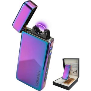 Electric Lighter USB Rechargeable Plasma Lighter, with Windproof High Power Arc Mirror-Polished Metal Ice Touch Surface, with Gift Box, for Outdoor Travel Grill BBQ Candle (Magic)
