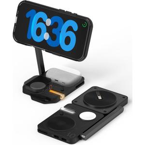Aulumu MagSafe-Compatible M01 4-in-1 Wireless Charging Station | 15W Collapsible Magnetic Wireless Charger for iPhone 17 &Apple Watch/AirPods (Qi2 Versions)