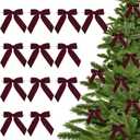 3.5" Burgundy Ribbon Pretied Bows Christmas Premade Bows, Dark Red Velvet Ribbon Bows with Twist Ties for Wreaths, Christmas Tree, Treat Bags, Gift Wrapping, Party Favor, Crafts-12 Counts