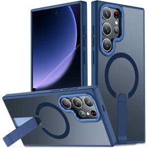 Magnetic Stand for Samsung Galaxy S22 Ultra Case 6.8", Build in Kickstand [Military Drop Protection] [Compatible with MagSafe] Strong Magnetic Shockproof Protective for S22 Ultra Case (Blue)