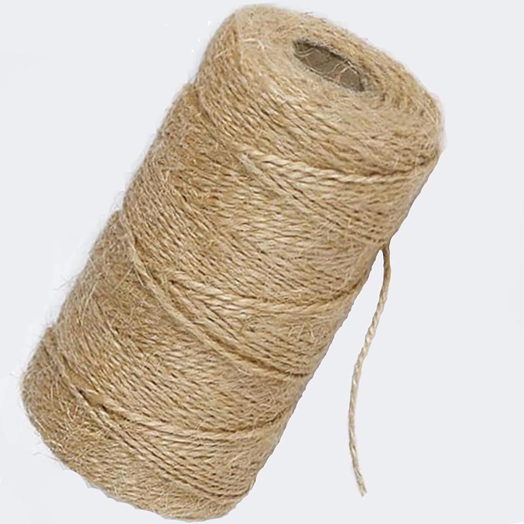 3 x 1mm Natural Jute Twine String 656 Feet Crafting Twine String for Crafts Gift, Craft Projects, Wrapping, Packing, Gardening, Bundling-Jute Rope for House&Garden Wide Usage