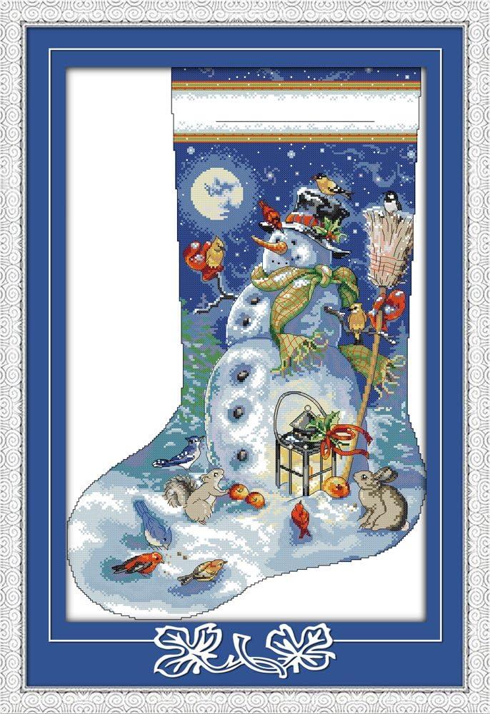 Howie's Needlepoint Cross Stitch Kits, 14CT Pre-Printed Pattern Needlepoint Kits, Full Range of Stamped Starter Kits (Christmas Stocking 3, 16.5 x 23.6 Inch)