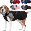 Nanaki Warm Fleece Lined Dog Coats Vests for Winter Waterproof, Furry Collar Dog Jacket with Leash Hole, Reflective Pet Snow Jacket Suit for Outdoor Walking Hunting,Easy On Puppy Coat Beagle, Black L