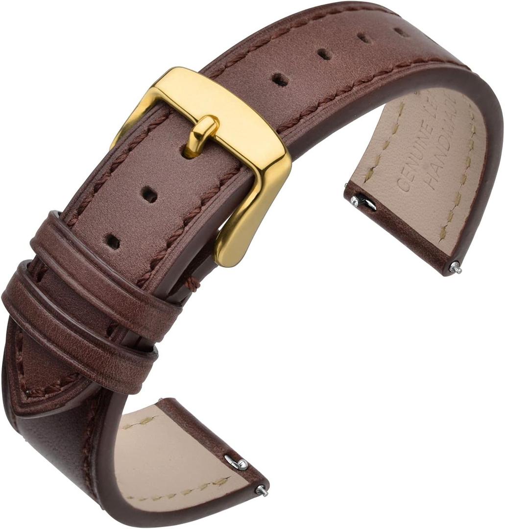 ANNEFIT Watch Band 17m - Classic Oil Wax Leather Quick Release Watch Strap for Men Women, Brown
