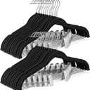 HOUSE DAY Velvet Skirt Hangers 24 Pack, Black Velvet Pant Hangers with Adjustable Clips, Space Saving Slim Shorts Hanger, Heavy Duty Non Slip Clip Hanger for Pants, Skirts, Shorts