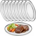 8 Pack Stainless Steel Oval Platter, Sturdy Oval Food Serving Trays Decorative Mirror Polish Silver Serving Platter for Meat Sushi Steaming Fish Dessert Appetizer,13.3" x 8.07"